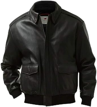 Mens Genuine Leather A2 Flight Bomber Jacket - Air Force Aviator