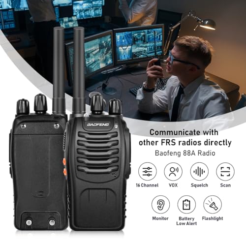 BaoFeng-Walkie-Talkies-for-Adults-Long-Range-Rechargeable-Walkie-Talkie-with-12PCS-Batteries-Earpieces-with-Mic-Portable-FRS-Two-Way-Radios-for-Business-Camping-Family-Kids-Black-BF-88A-6Pack