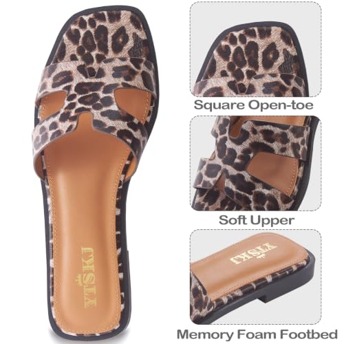 Image of Sandals for Women Dressy Comfortable Flat Open Toe Casual Cute Trendy Shoes Soft Leather Slip On Ladies Slides for Summer 2026