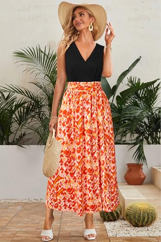 Image of Newshows Women's 2026 Lightweight Summer Wedding Guest Beach Vacation Casual V Neck Split Flowy Maxi Dress
