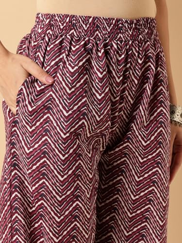 Image of Vbuyz Women Floral Print With Mirror Work Cotton Kurta Palazzo With Dupatta