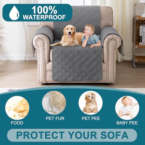 BellaHills Armchair Covers 100% Waterproof Sofa Cover Non-Slip Sofa Slipcovers Couch Covers Washable with Elastic Strap Sofa Protectors from Pets Seat Width 22"(1 Seater - Image 3