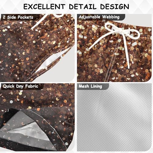 Pigsaly Boys Swim Trunks Bronze Copper Gradient Flashing Glitter Boys Board Shorts Swimsuit Swimwear Summer Bathing Suit S3