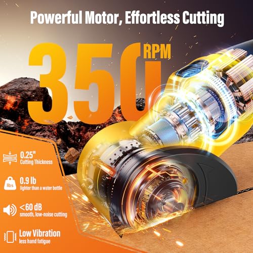 Image of Cordless Electric Scissors with 3 Tungsten Steel Blades, 2500mAh Battery, LED Light, High-Torque Motor, Cardboard Cutter for Fabric, Cardboard, Leather, Carpet, Wire Rope Cutters (Yellow)