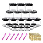 12 Pack 4 oz Small Plastic Containers with Lids+12 Pack 20g/20ml Cosmetic Sample Jar - for Lip Scrub, Body Butters, Cream, Slime, Craft Storage