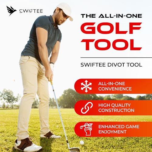 SWIFTEE Golf Divot Pitch Mark Repair Tool 7-in-1 - Club Holder, Brush, Clip Buckle, Groove Cleaner, Bottle Opener, Ball Marker, Divot Tool - Gift Box Included - Image 3