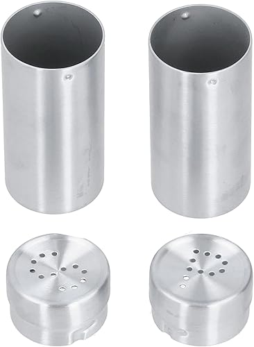 Juego de salero y pimentero, coctelera de especias de acero inoxidable, fácil de limpiar y rellenar, latas de condimento en polvo con tapa, diseño