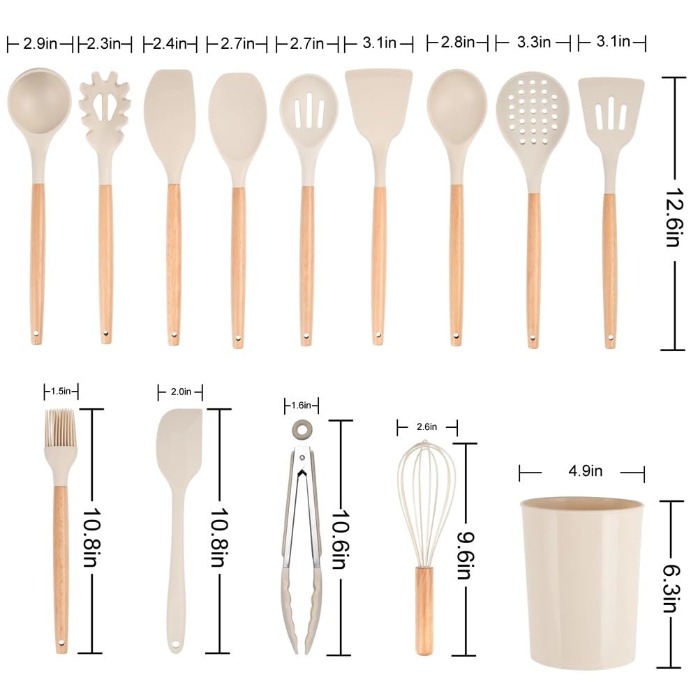 Lot de 14 ustensiles de cuisine avec plateau anti-adhésif résistant à la chaleur Spatules tournantes pour la cuisine, la pâtisserie, le mélange, les outils de cuisson