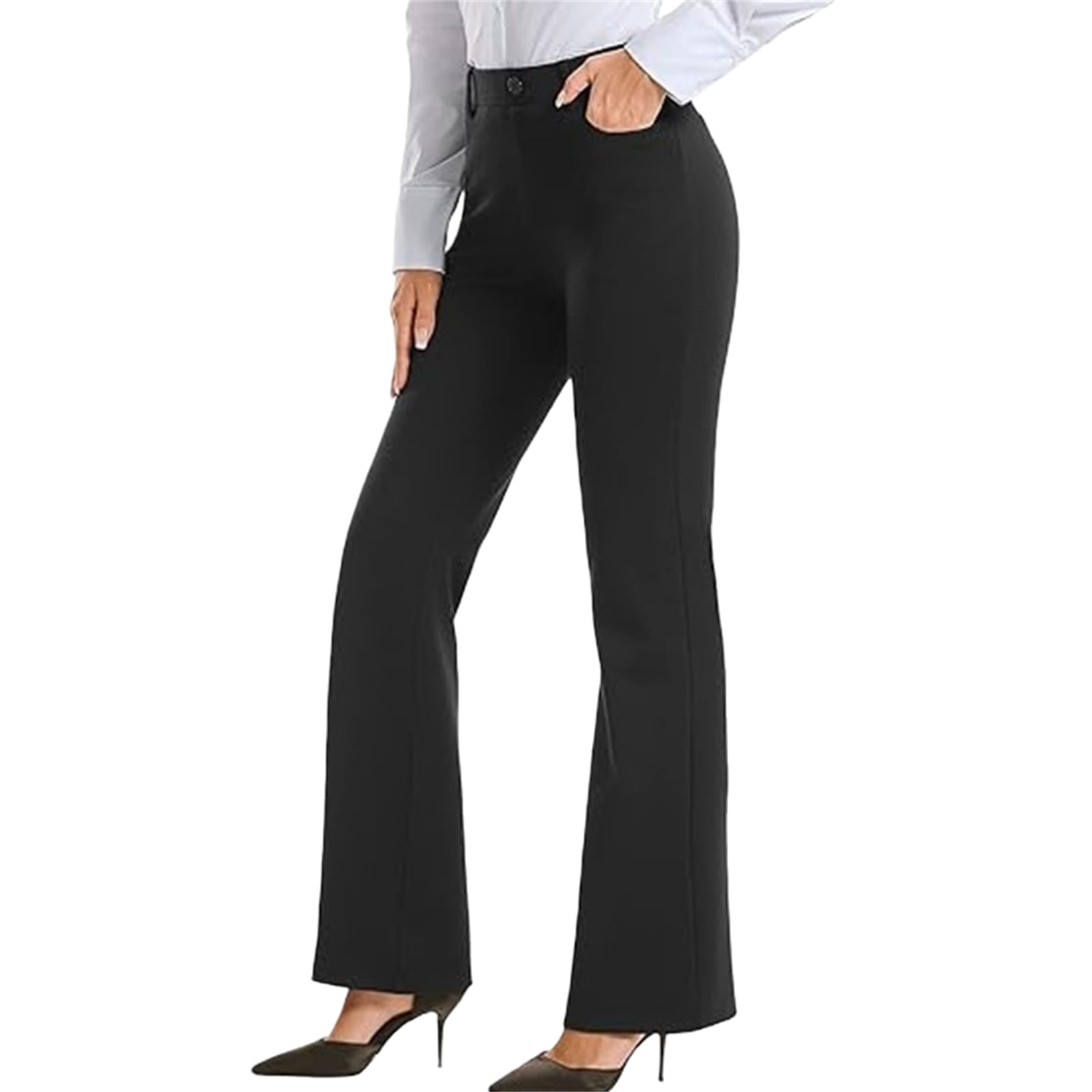 Dress Pants Women Business Casual Petite Work Pants High Waist Stretchy Pull on Regular Office Work Pant with