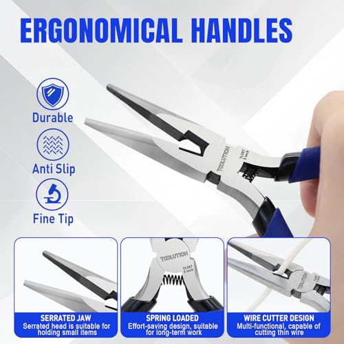 Image of 2-Piece Precision Pliers Set 5 Inch Mini Needle Nose Pliers & Wire Cutters | High Carbon Steel, Spring-Loaded Jewelry Pliers for Crafting, Model Making, Electronics, Wire Cutting
