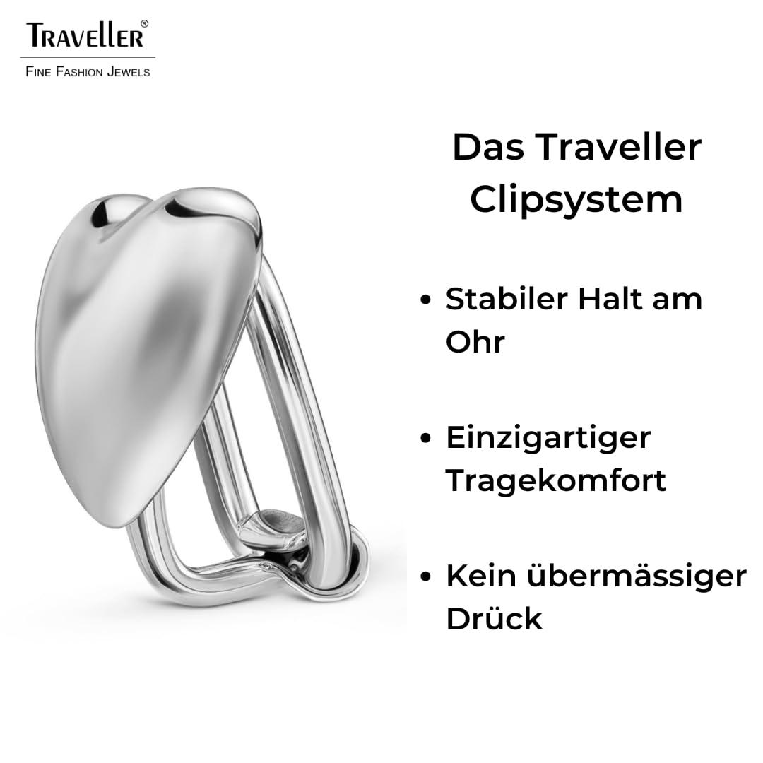 Traveller Ohrclip - Silberfarben - Herz - 11 x 10 mm - Platiniert - 157795