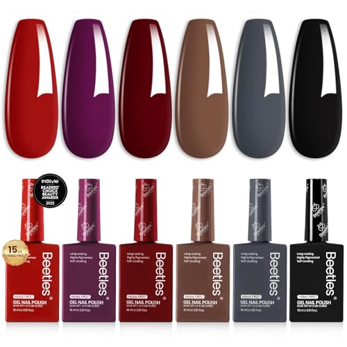 Gelab Cosmetics LLC Beetles Nude Gel Nail Polish Set - 6 Colors Nude Pink Brown Neutral Jelly Gel Polish Kit Sheer Translucent Effect Soak Off UV Nail Art Design Drunken Rose Collection Manicure 2 PCS