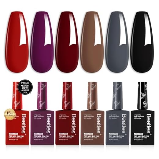 Conjunto de esmalte Beetles Fall Gel – 6 peças Kit de unhas em gel sem HEMA Borgonha Vermelho Escuro Marrom Preto Cinza UV Conjunto de Presente para Mulheres DIY Midnight Elegance Manicure Home Salon
