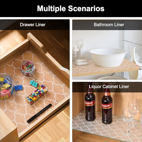 Image of Cooyes Shelf Liner - Premium Cabinet Liner for Kitchen - Shelf Liners for Kitchen Cabinets Non-Adhesive - Waterproof Shelf Paper with Modern Pattern - Durable EVA Cabinet Liners