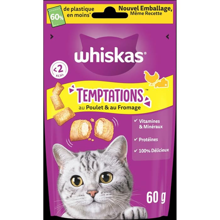 Whiskas Temptations con Pollo y Queso 60 g