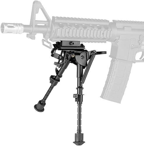 Miniatura 9 de Bípode giratorio táctico de 6 a 9 pulgadas, patas con muescas, inclinación de pivote con palanca de bloqueo en S (fibra de carbono)