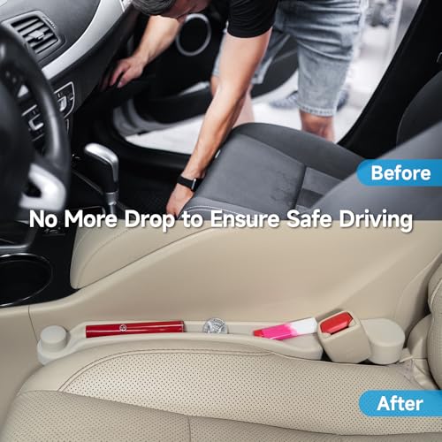Image of Givifive Car Seat Gap Filler Set of 2, Soft Foam Multifunctional Seat Side Gap Filler with Organizer & Hook Function, 3in1 Gap Stopper Universal Fit Car SUV Truck Fill The Gap Between Seat & Console