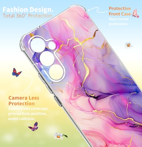 EMUYGIU for Samsung Galaxy A14 Case Marble [Buffertech 6.7ft Military-Grade Drop Protection] [Anti Peel Off Tech] Clear TPU Bumper 5G Phone Case Cover Design (Pink Gold) - image 3
