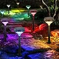 Linkind Solar Spot Lights Outdoor 8 Pack, Color Changing+Warm White+Cool White Solar Lights for Outdoor Decoration, Solar Lights Outdoor Waterproof for Walkway Pathway Yard Garden Landscape