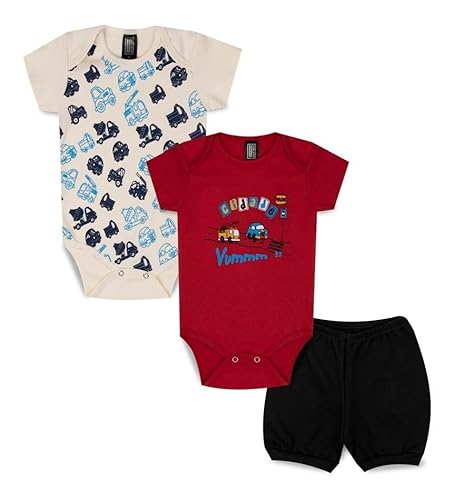 Kit 12 Peças Body Bebê Estampado Manga Curta com Short Roupa Bebe Algodão para Menino ou Menina (GG,