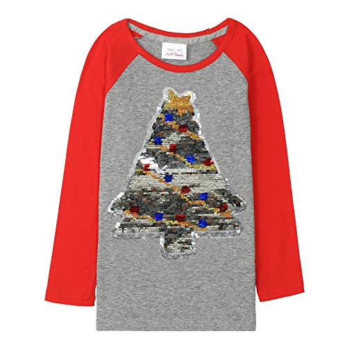 Image of Christmas Shirts for Girls and Boys Flip Sequin Santa Christmas Tree Kids T-Shirt Clothing