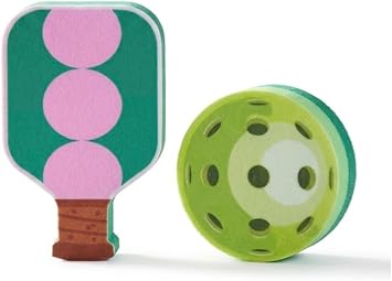 Pickleball Kitchen Dish Sponges, 2 Pack, Pickleball Paddle & Ball Shapes, Durable Layered Sponges, Non-Scratch, Quick-Dry, Fun Kitchen Gift for Pickleball Players (Green Paddle & Green Ball)