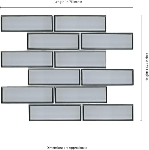 Miniatura 3 de Ice Bevel Metro 11.73 pulgadas x 11.73 pulgadas x 0.315 in Mosaico montado en malla de vidrio (chips de mosaico de 2 x 6 pulgadas)