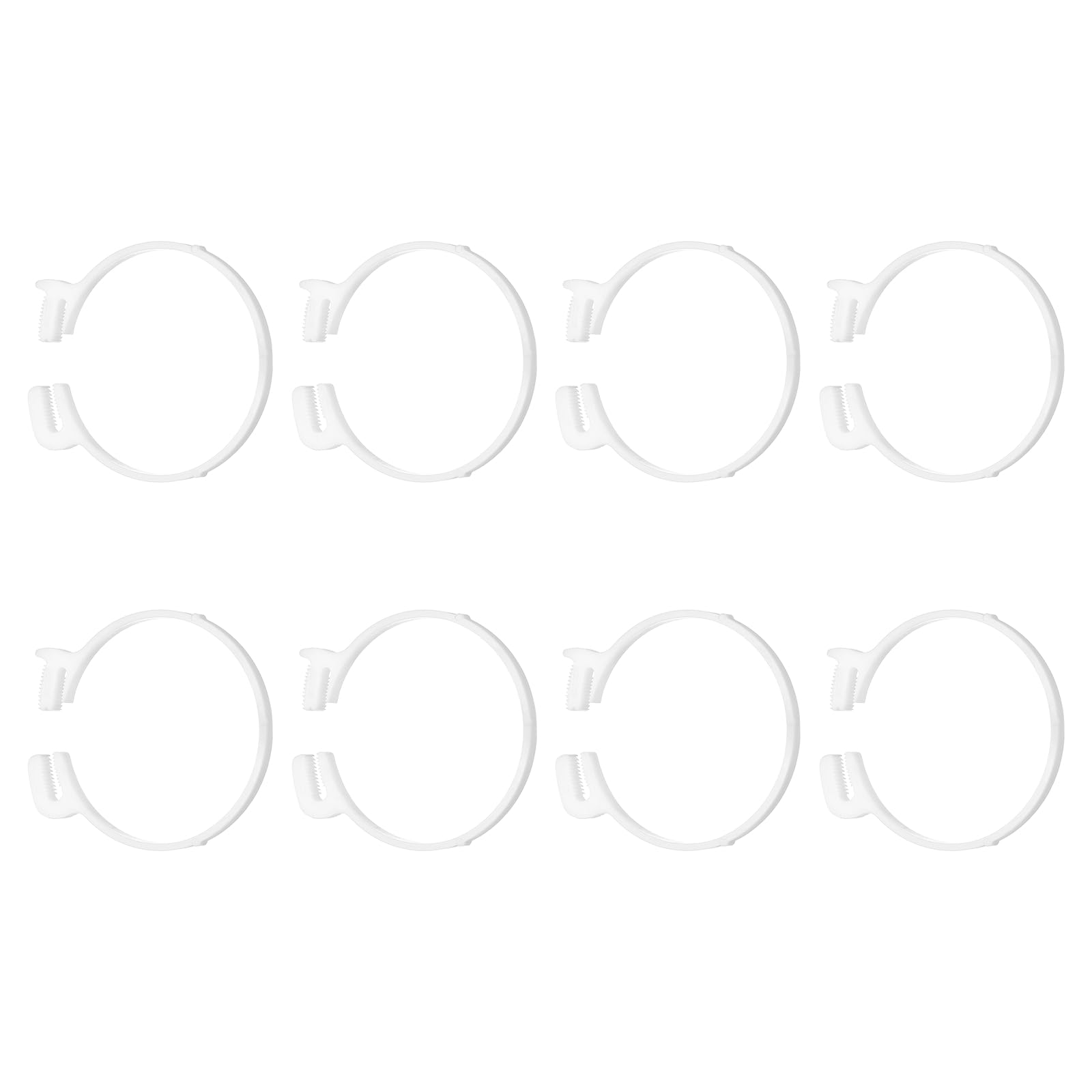 sourcing map 8pcs Double Snap Grip 76.5-79.5mm Heavy Duty Plastic Hose Clamps Ratcheting Adjustable Clamps Kit for Plumbing Automotive Fuel Line, White — image 1