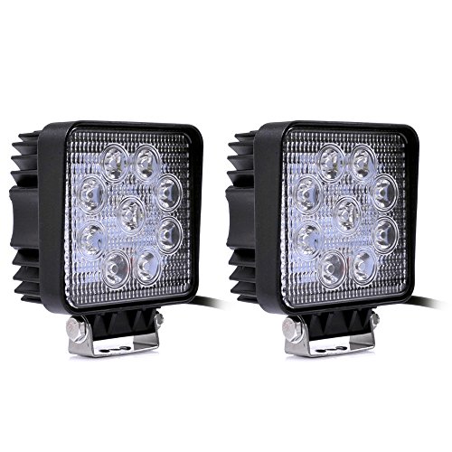 Ouguan Offroad lamp, 2 x 4 inch, 27 W, vierkant, voor motorfiets, dakramen, achteruitrijlicht, vrachtwagen, 4 x 4, tractor, boot, 12 V-24 V