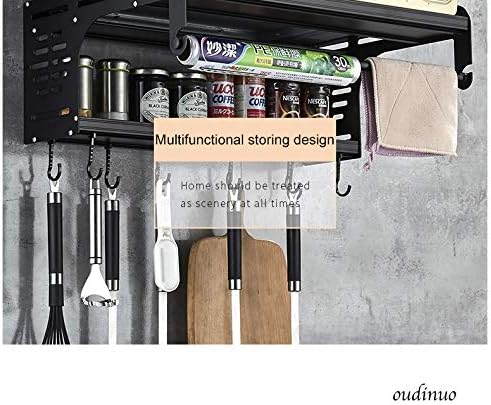 Miniatura 3 de Merry Christmas - Estante multifuncional de aluminio para horno de microondas con 10 ganchos extraíbles y soporte para rollos de envoltura fresca