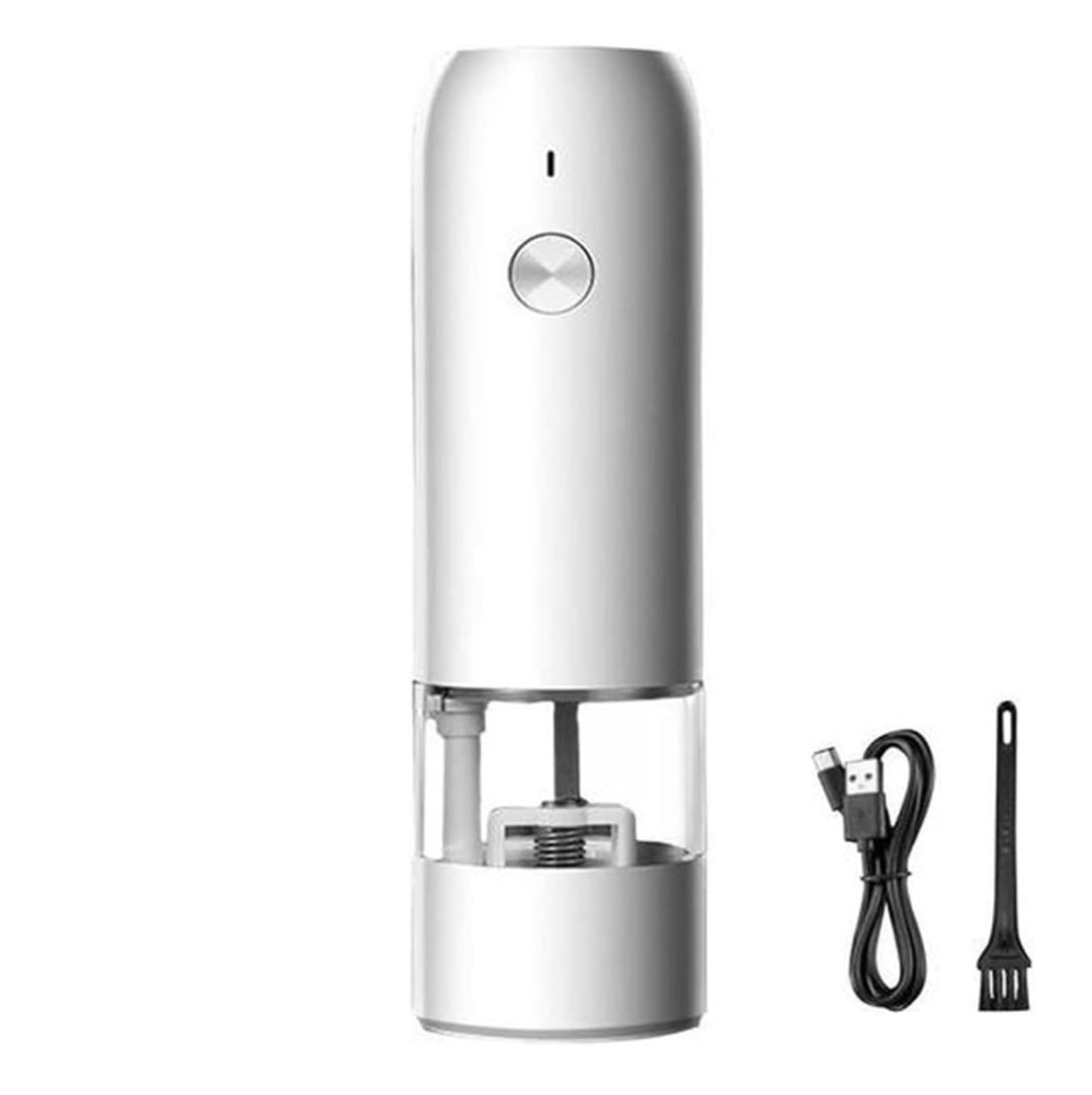 Młynek Do Pieprzu I Soli Zestaw Elektrycznego Młynka Do Soli I Pieprzu, Ładowany Przez USB, Z Diodą LED, Obsługa Jedną Ręką Młynków Do Przypraw(White,1pcs)