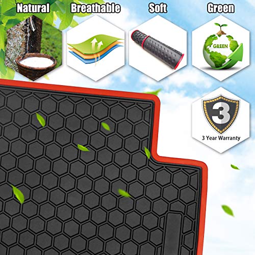 Biosp Car Floor Mats For Honda Civic 10Th 2016 2017 2018 2019 Front And Rear Seat Heavy Duty Rubber Liner Black Red Vehicle Carpet Custom Fit- All Weather Guard Odorless #TOP2