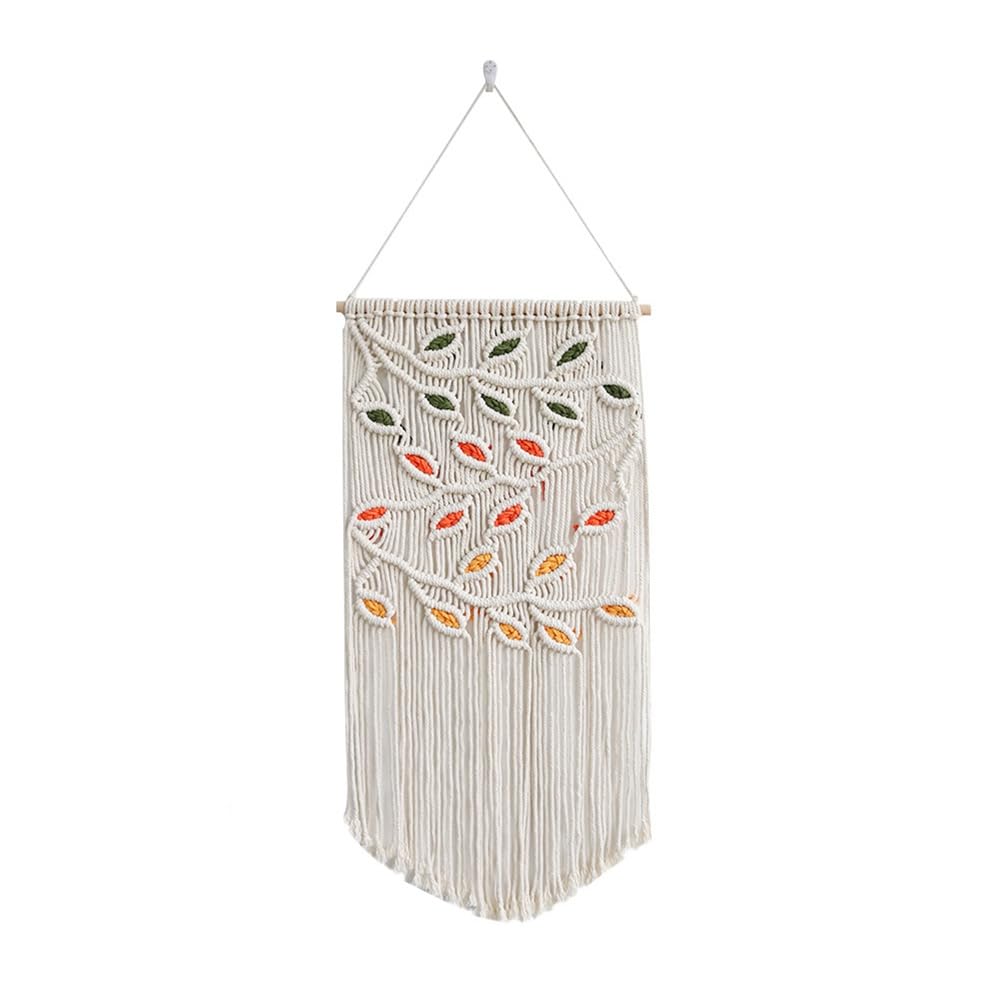 CTRLZS Leaves Macrame Wall Hanging Green Leaf Macrame Wall Hanging Boho Wall Decor Yarn Wall Hanging Tapestry Handmade A 40 X 80CM