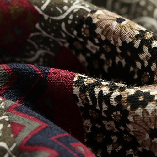 Uillui Women 2026 Winter Coat Vintage Boho Ethnic Coat Warm Fleece Patchwork Sherpa Jacket Button Up Hooded Coat with Pocket