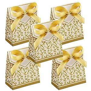 50 stks Gouden Papieren Snoep Dozen, doosje cadeaubox gastgeschenk kartonnen doos snoep doppen doosje, tafeldecoratie…