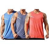 Allthemen Herren Tank Top Sport Sommer Tanktop Schnelltrocknendes Muskelshirt Achselshirts Ärmelloses Fitness Shirt 3er Pack XL