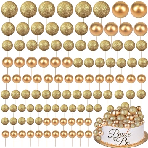 Tondiamo 108 Pcs Ball Cake Toppers, 5 Sizes for Cake Decorating, 16, A