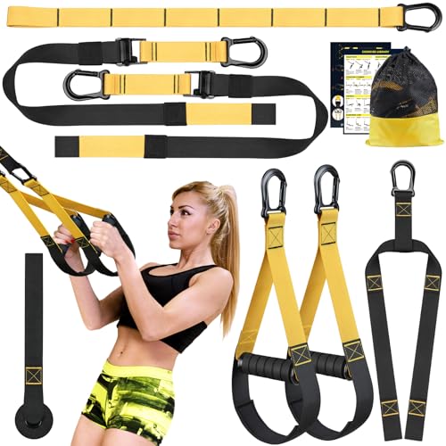 Kit de entrenamiento de resistencia para el hogar, correas de entrenamiento de cuerpo completo con asas, anclaje de puerta, bandas de ejercicio resistentes, equipo de entrenamiento de gimnasio todo en