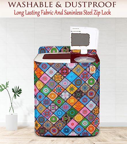 Image of KANUSHI Industries Washable & Dustproof Top Load Semi Automatic Washing Machine Cover ( Suitable For 6 Kg, 6.5 kg, 7 kg, 7.5 kg) (WASMAC-DIG-B-SEMI)