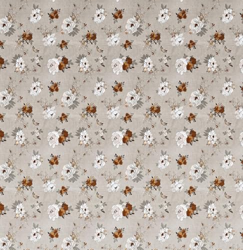 Image of HOMEKART Premium Cotton Elastic Fitted Bedsheets with 2 King Size Pillow Covers Double Bed with All Around Elastic Supersoft Size - 72 x 78 +10 inches Flower Print Brown and Beige 200 tc - 220 tc