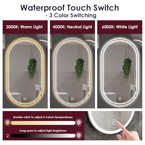 SZITW Ceiling Hanging Boom Vanity Mirrors, Black LED Bathroom Mirror with Lights, Wall Mounted Suspended Mirror - Available in Multiple Sizes (40cmx60cm) - Image 4