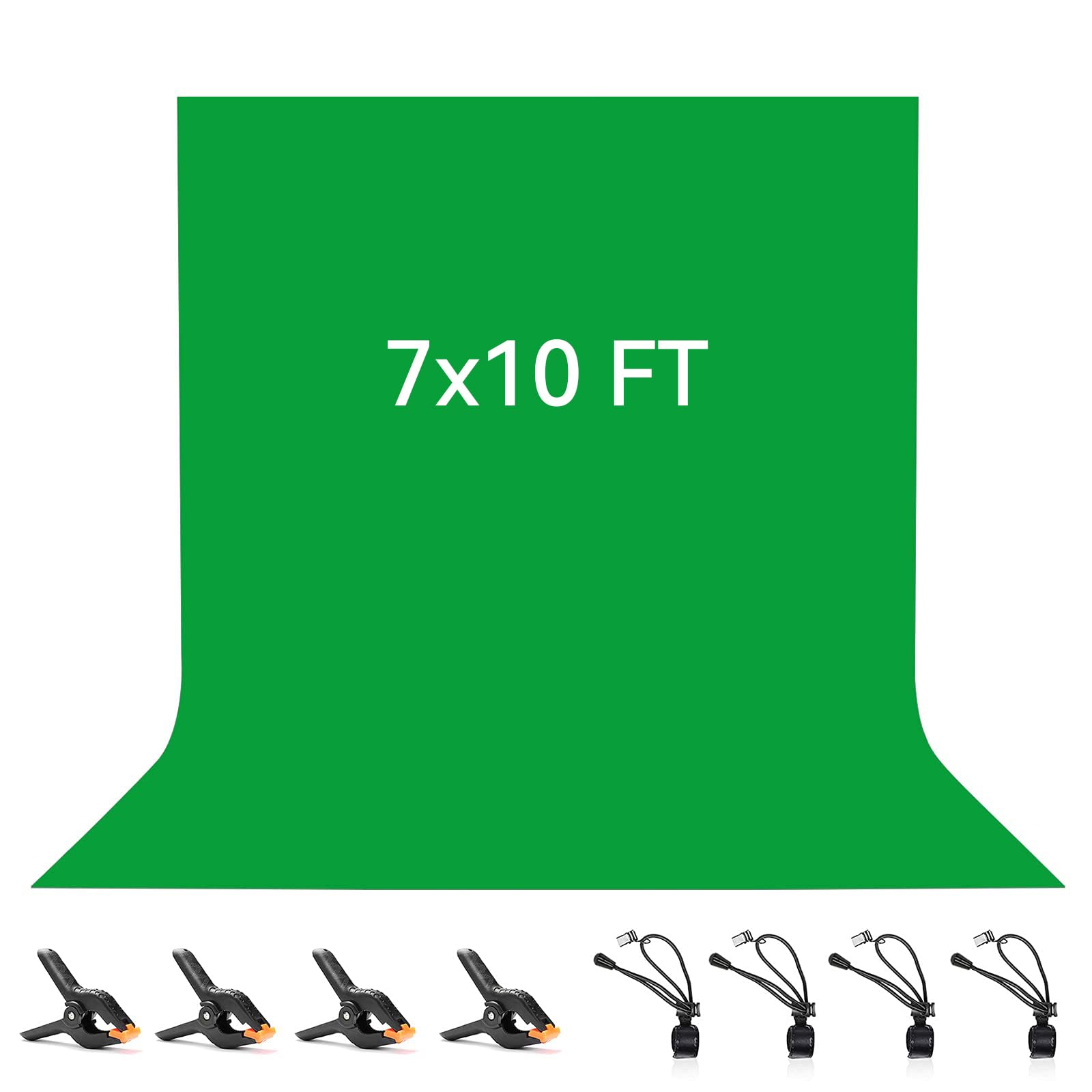 Green Screen Backdrop 2 x 3 M / 7 x 10 FT, Vevelux 100% Polyester Photography Background Foldable with 4 Spring Clamps & 4 Anti-Wrinkle Clips for Studio Photo Video Shooting