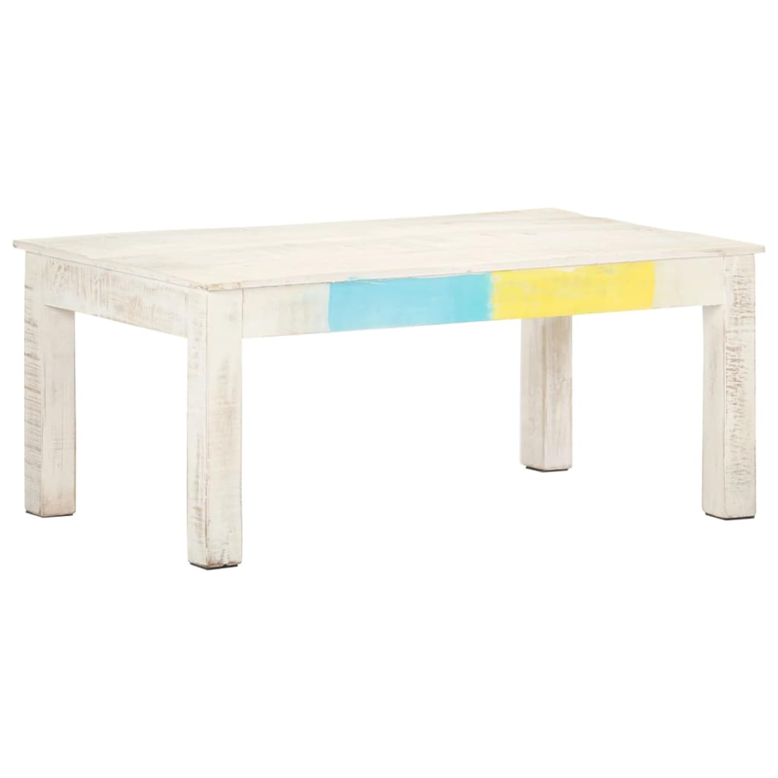 Homgoday Table basse blanche 110 x 60 x 45 cm en manguier massif, table d'appoint, table d'appoint pour salon, salle de réception d'invités, chambre à coucher et mobilier de bureau