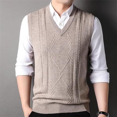 Men's Sleeveless Wool Sweater Vest Knitted Retro Winter Pullover V-Neck Casual Tops2
