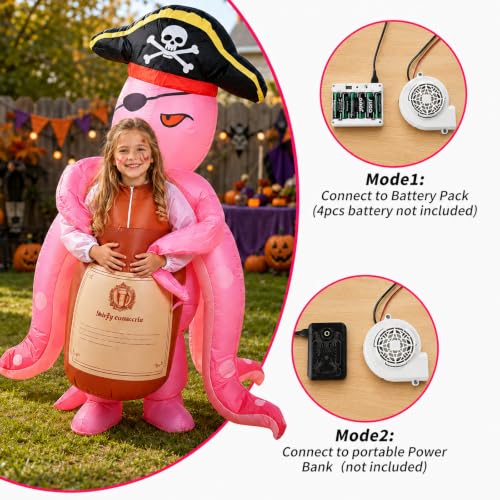Inflatable Octopus Costume for Kids, Light Up Pirate Halloween Costume - image 3