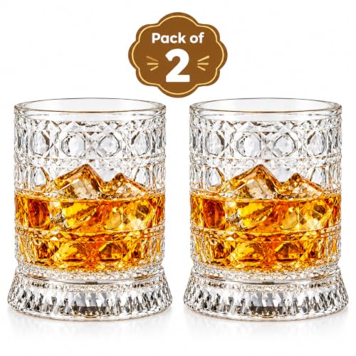 Image of Crystal Pattern LED Spinning Whiskey Glass (Pack of 2)