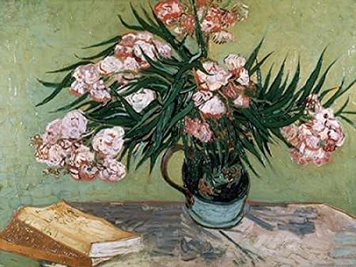 Posterazzi Póster impreso con florero con adelfas y libros, por Vincent van Gogh, (11 x 14)