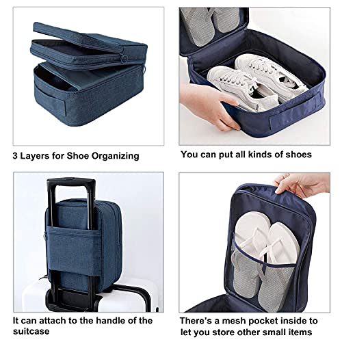 Cinlitek Shoe Bag,Travel Shoe Bag Waterproof Portable Organizer Storage Shoe Pouch Holds 3 Pair Of Shoes (Navy Blue) #TOP2