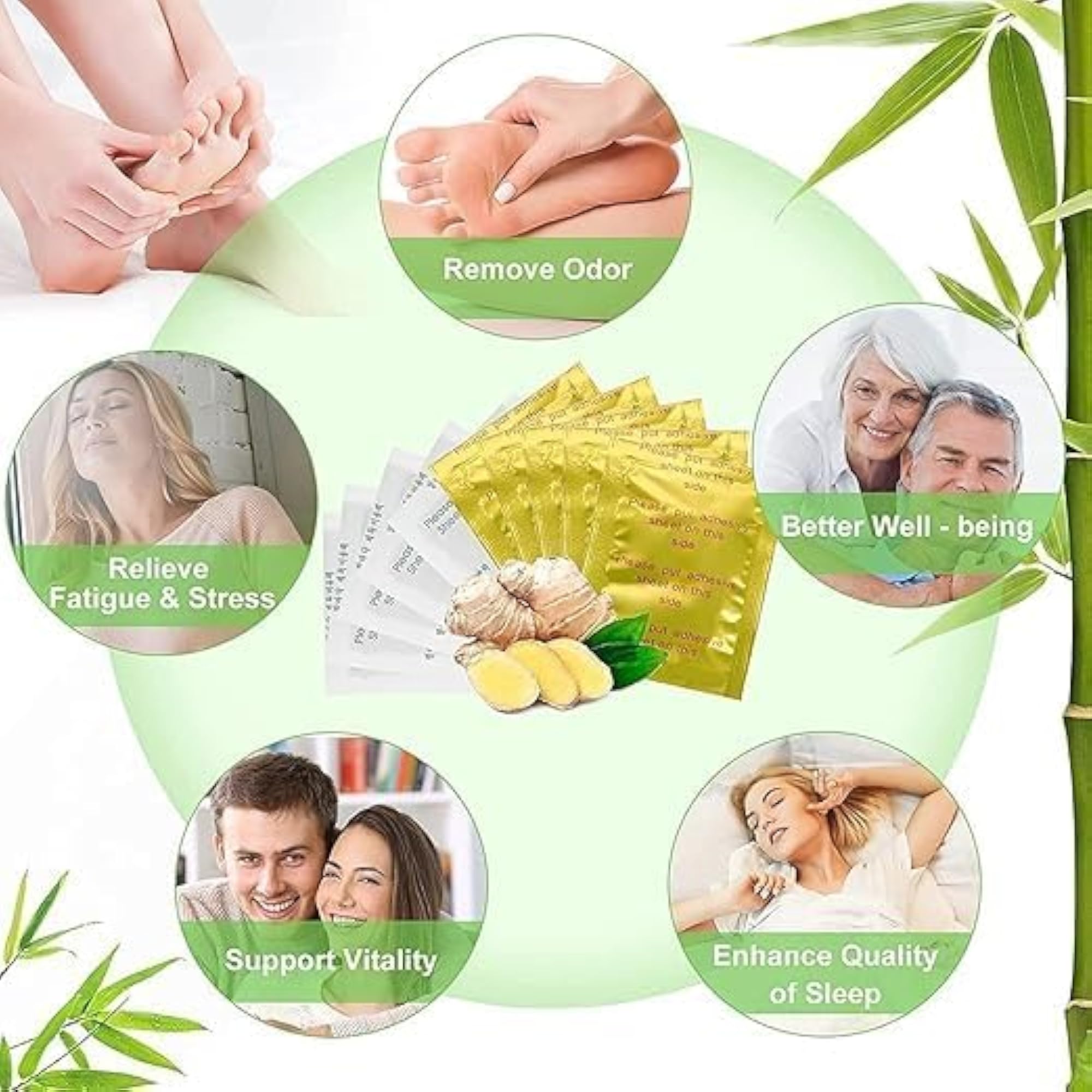 Ginger & Salt Overnight Foot Care Patches, Adhesive Pads