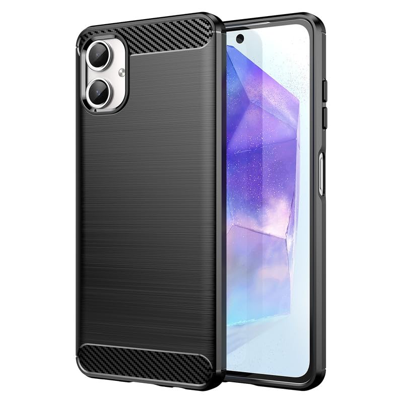 Image of NPRC Hybrid Ultra Slim Protective Case TPU Non-Slip Carbon Fiber Texture Shockproof Case Cover for Samsung Galaxy A06 - Black